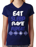 Eat Sleep Rave Repeat Junior Ladies V-neck T-shirt