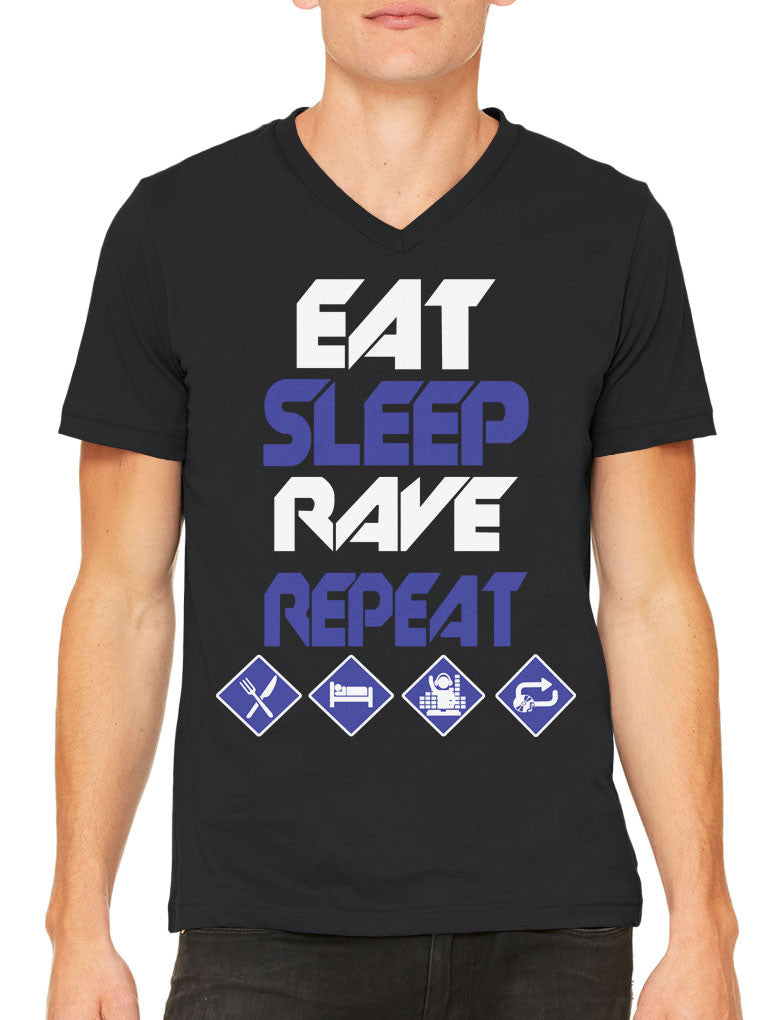 Eat Sleep Rave Repeat Men's V-neck T-shirt