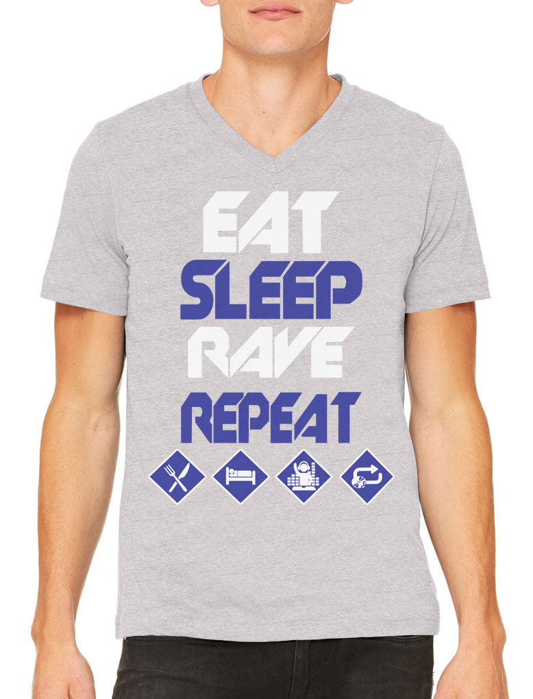 Eat Sleep Rave Repeat Men's V-neck T-shirt
