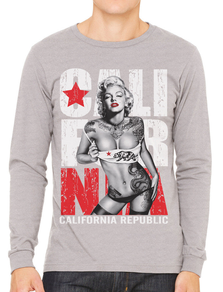Sexy Marilyn Monroe California Republic Men's Long Sleeve T-shirt