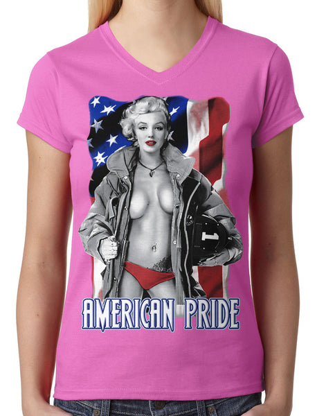 American Pride Marilyn Monroe Junior Ladies V-neck T-shirt