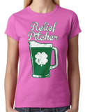 Green Beer Clover Relief Pitcher Junior Ladies T-shirt