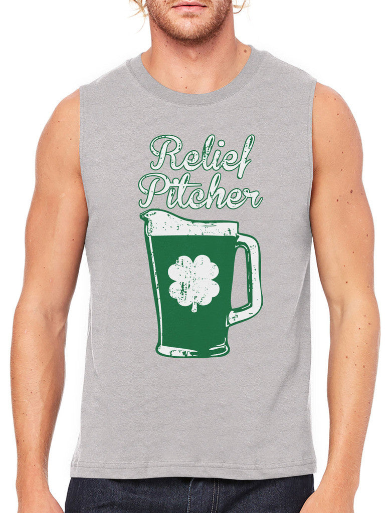 Green Beer Clover Relief Pitcher Men's Sleeveless T-Shirt