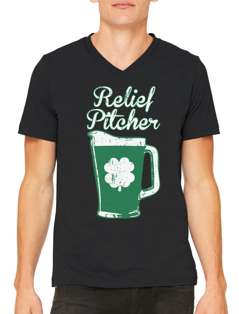 Green Beer Clover Relief Pitcher Men's V-neck T-shirt