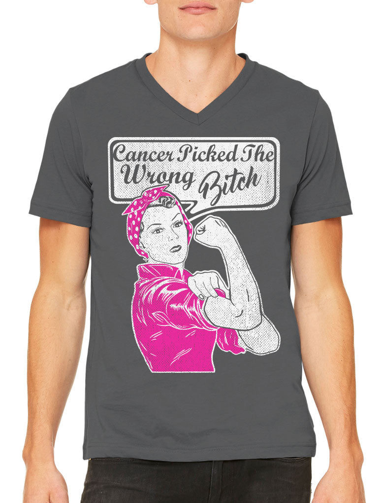 Cancer Picked The Wrong Bitch Men's V-neck T-shirt