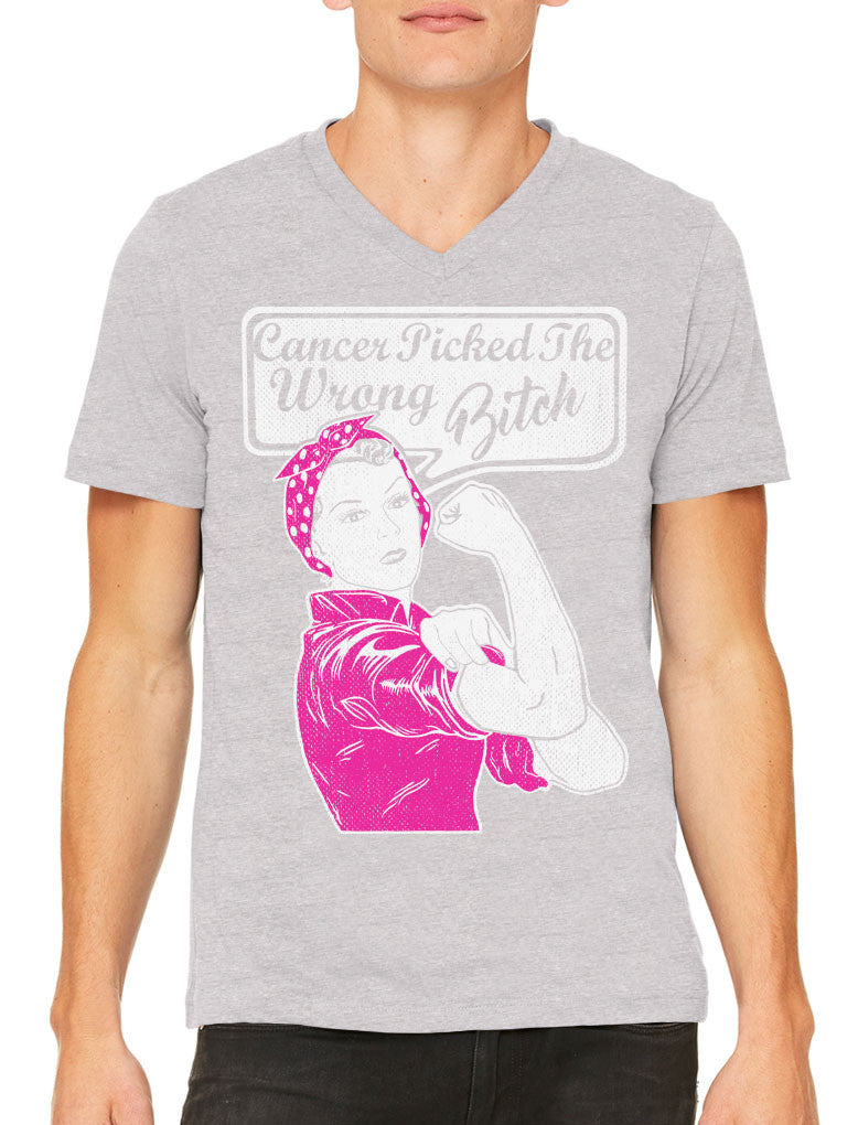 Cancer Picked The Wrong Bitch Men's V-neck T-shirt